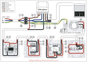 Branchement multipoints (bouton poussoir+boîte à clé) avec télérupteur