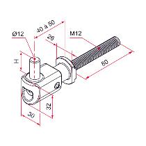 Gond orientable M12 pivot de 12 H.25 blanc