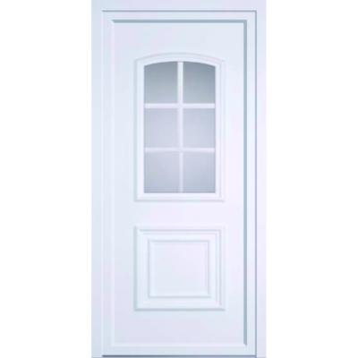 Porte d'entrée PVC Classique Carré Blanc Vitrée Petits bois