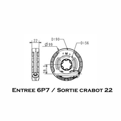 Treuil volet roulant entrée 6P7 / Crabot 22 mm