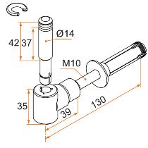 Gond avec cheville M10 x L.130 pour volet battant double