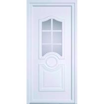 Porte d'entrée PVC Classique Arrondi Blanc Vitrée Petits bois