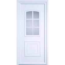 Porte d'entrée PVC Classique Carré Blanc Vitrée Petits bois