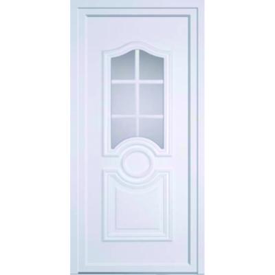 Porte d'entrée PVC Classique Arrondi Blanc Vitrée Petits bois