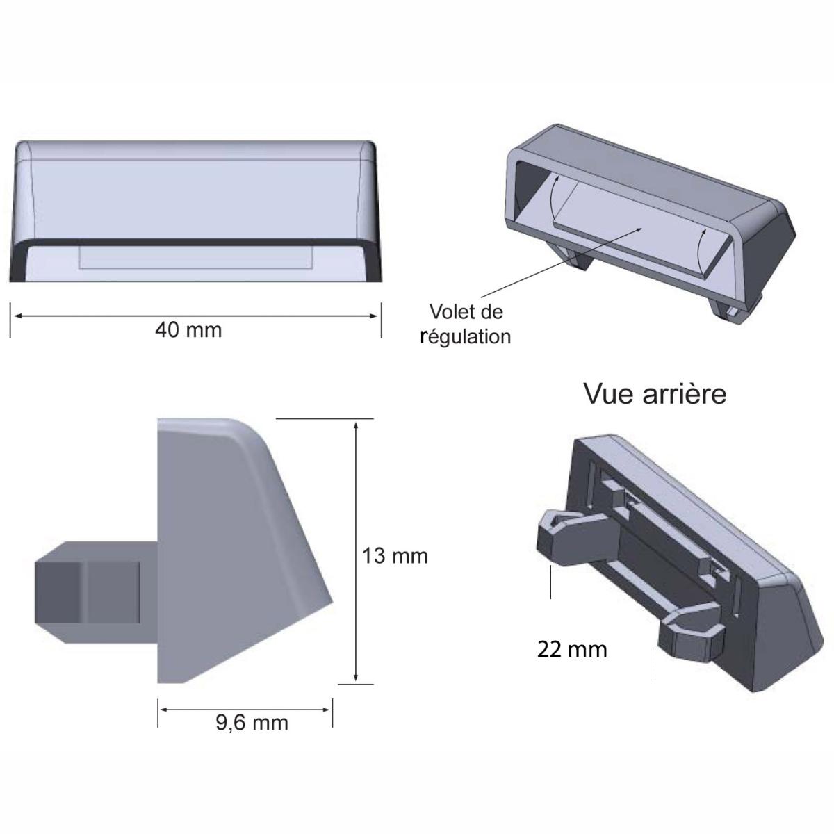 Pare tempête EOLE avec clapet 40 x 13 mm – C2M Avignon